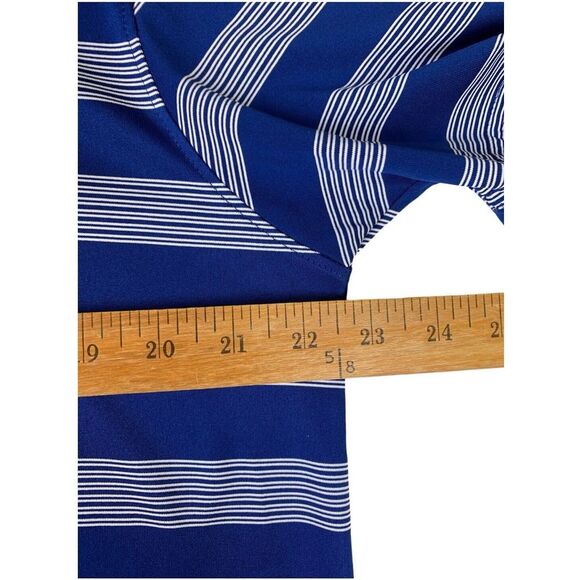 Slazenger Golf Mens Large Blue White Striped‎ Polo - Picture 7 of 8